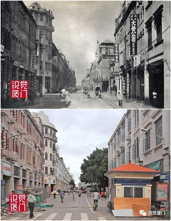 55組廈門(mén)中山路今昔對(duì)比，驚艷了整整80年，越看越感動(dòng)